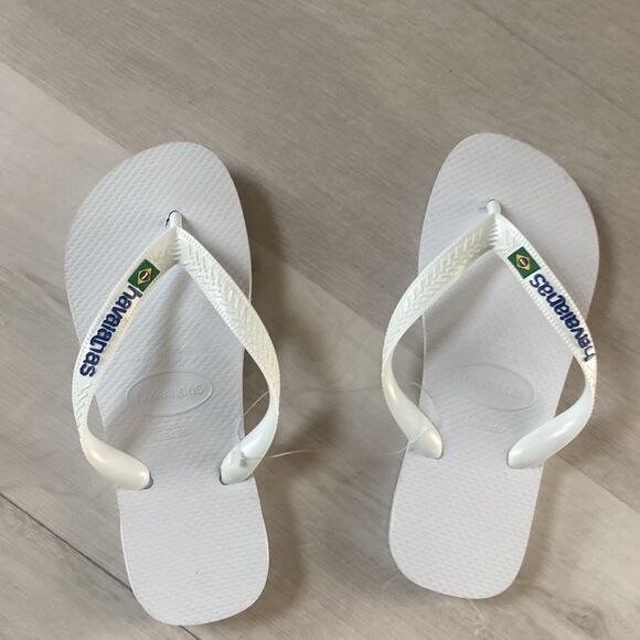 Havaianas Brazil Logo Flip Flop‎ Sandal Unisex W6M5 White Nwt - Picture 6 of 7